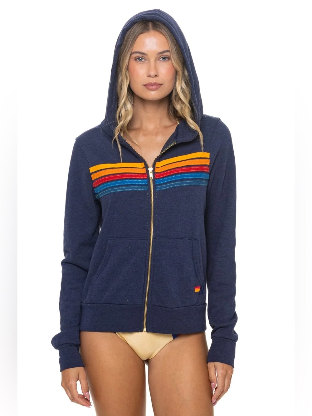 Aviator Nation 5 STRIPE HOODIE NAVY